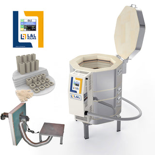 L&L e18M-3 Easy-Fire Kiln Package with Vent, Furniture and Genesis Touchscreen