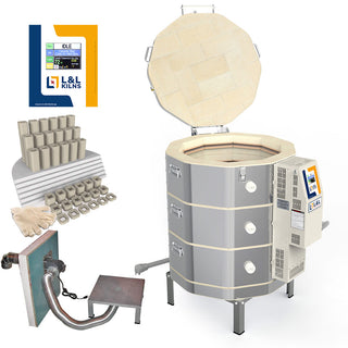 L&L e23T-3 Easy-Fire Kiln Package with Vent, Furniture and Genesis Touchscreen