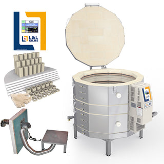 L&L e28M-3 Easy-Fire Kiln Package with Vent, Furniture and Genesis Touchscreen:  208/3 In Stock