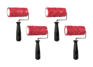 Amaco 4" Textured Clay Rollers 4 Textures and 1 Handle Set Class Pack