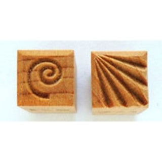 MKM Clay Stamp - Small Square #7 : spiral and fan